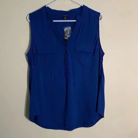 NWT Torrid Blue Harper Challis Pullover Blouse Sz 00‎ (10) - Picture 3 of 4